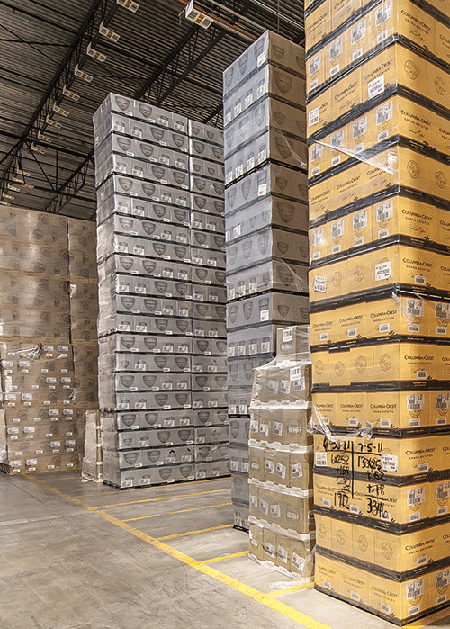 WIne cases stacked up for services